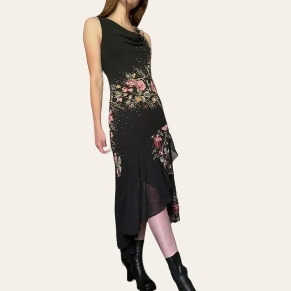 Alex Evenings 90s vintage beaded chiffon cowl neck maxi dress whimsigoth fairy - Picture 7 of 8